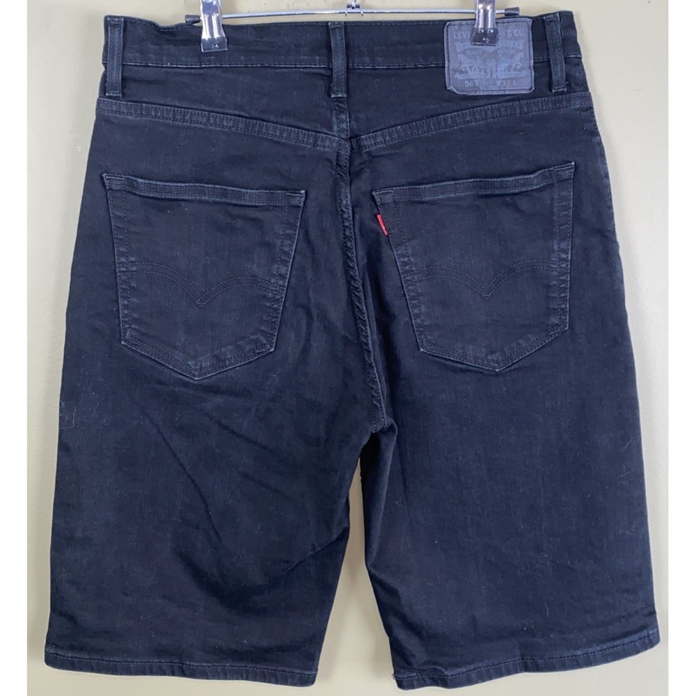 Levis 569 Shorts Mens 33 Black Loose Relaxed Denim Jorts Bermuda 11" Inseam - Picture 2 of 6